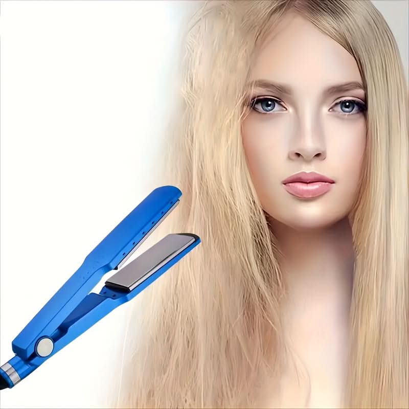 3-Piece Blue Hairdressing Tools Set - Straightener, Curler, V-Brush