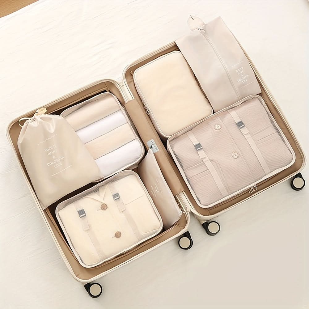 7-Piece Large Capacity Travel Organizer Set - Nylon Packing Cubes