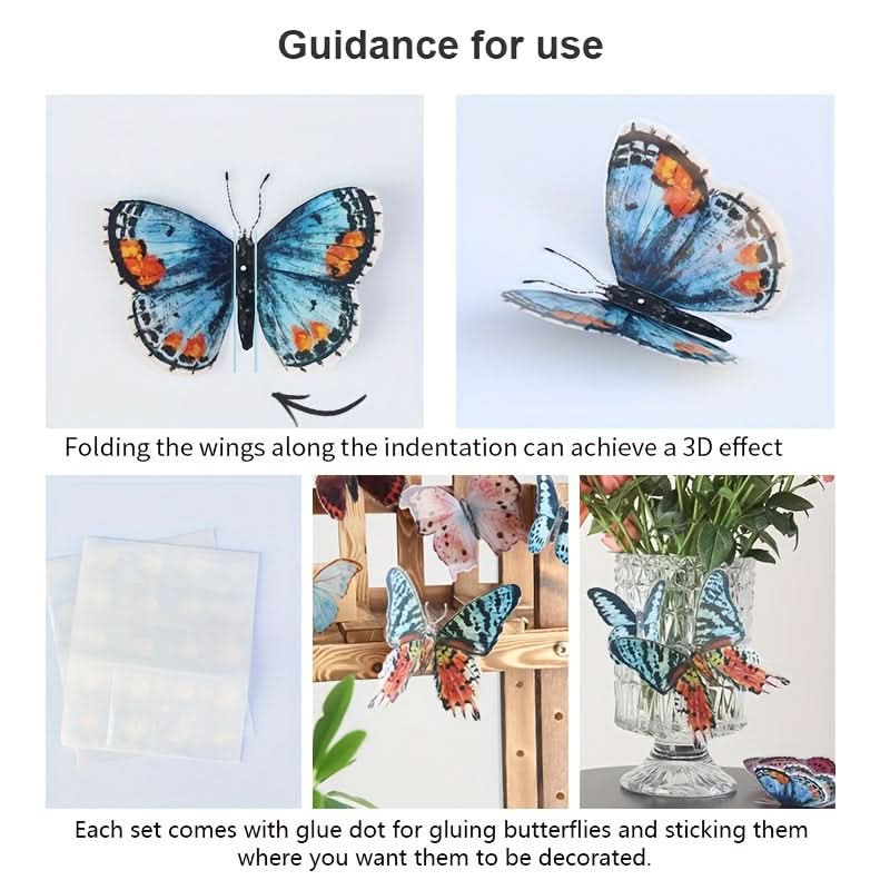 3D Butterfly Wall Stickers, Self-Adhesive Decor Set