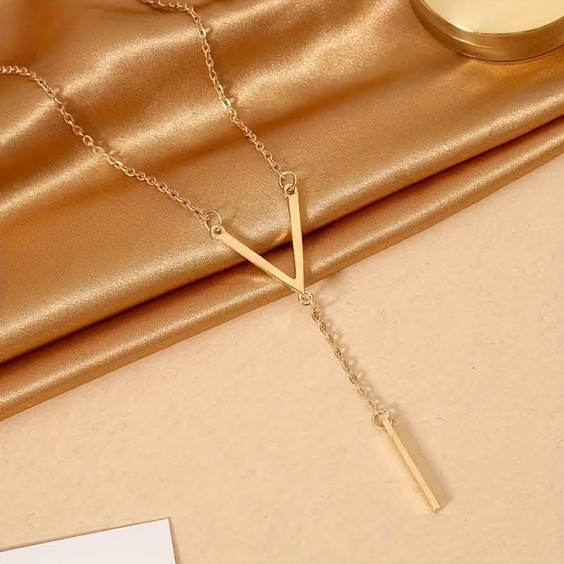 V-Shaped Long Pendant Necklace – Elegant Minimalist Accessory