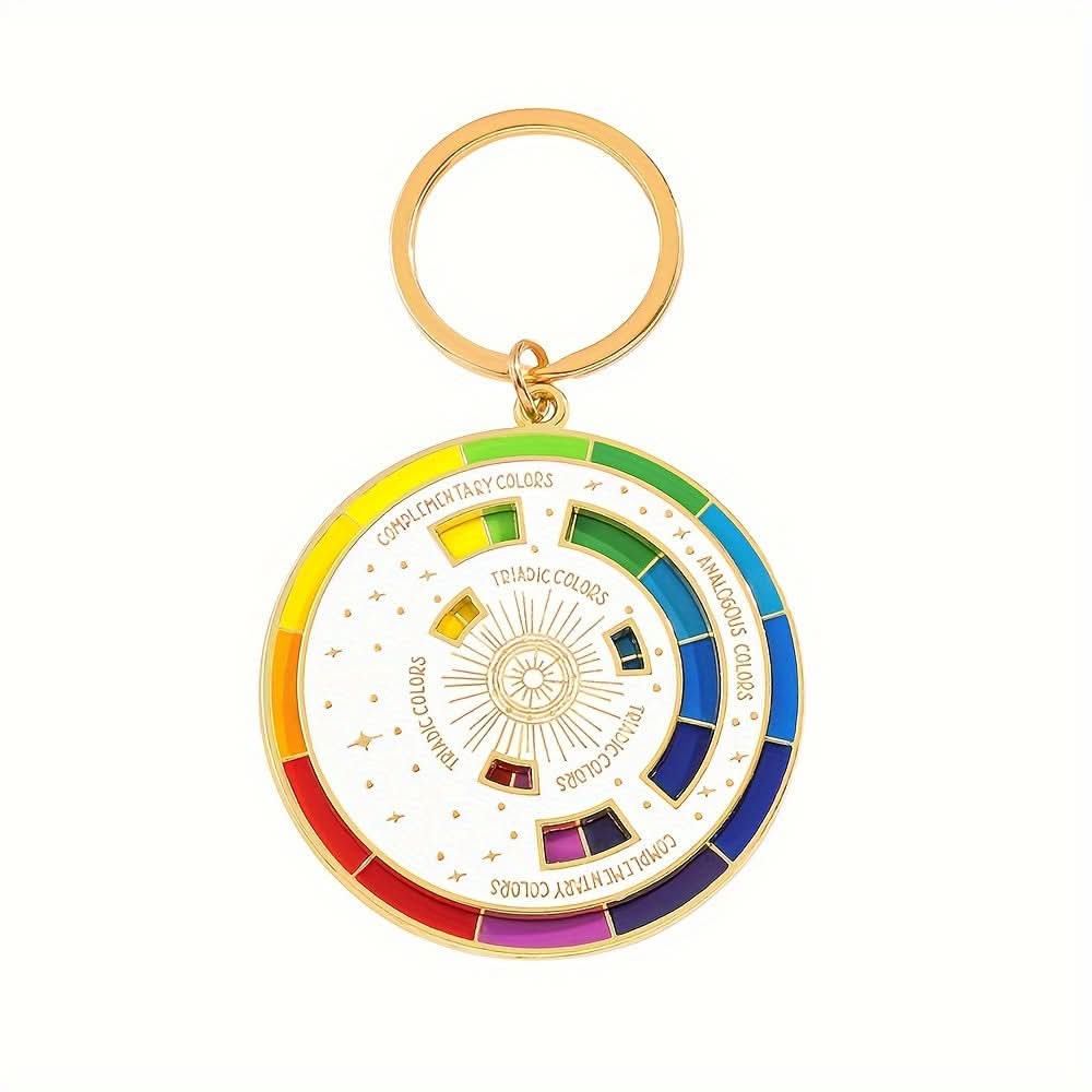 Triadic Color Wheel Alloy Keychain – Artist Gift