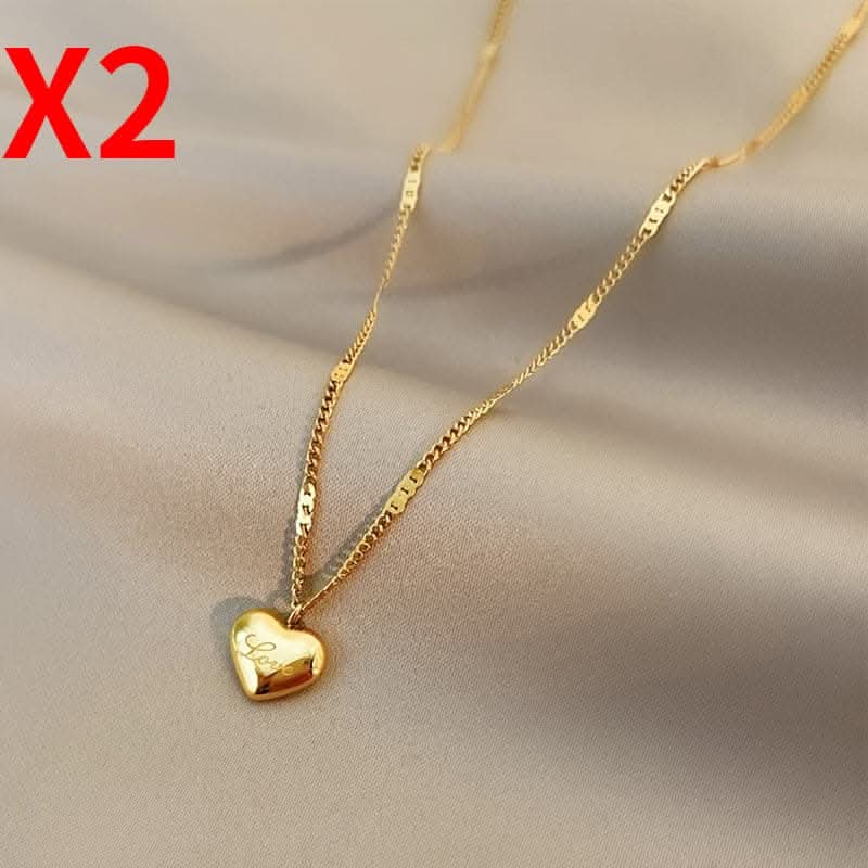 Stainless Steel Golden Love Shape Necklaces