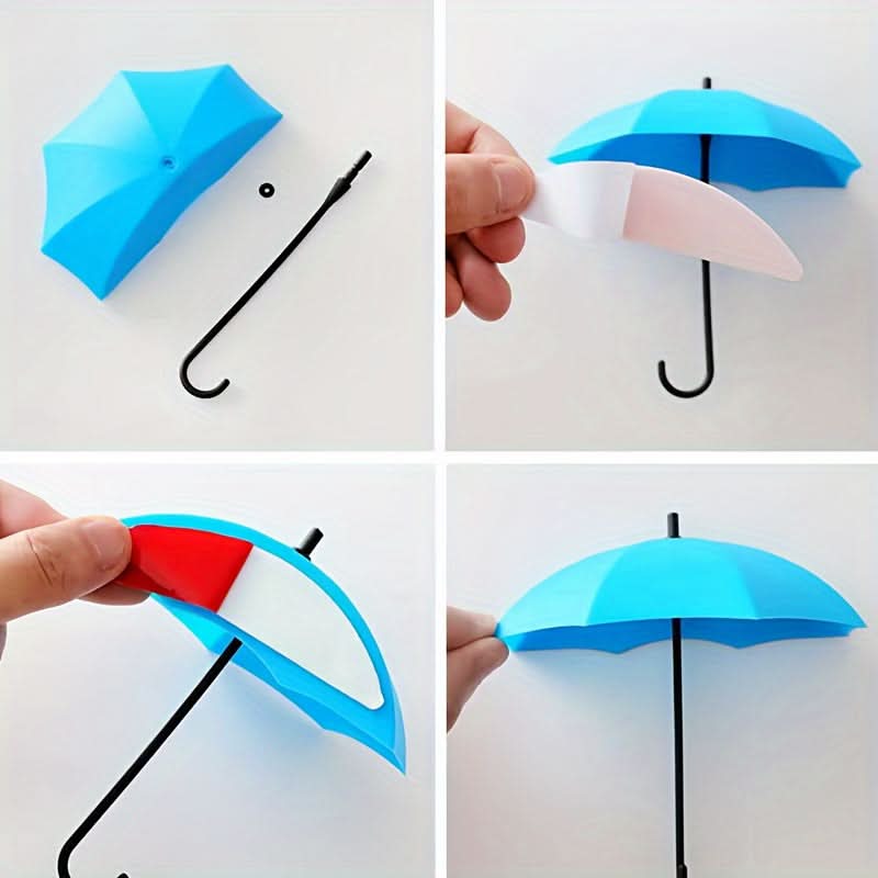 Colorful Umbrella Wall Hooks, Adhesive Key Holders