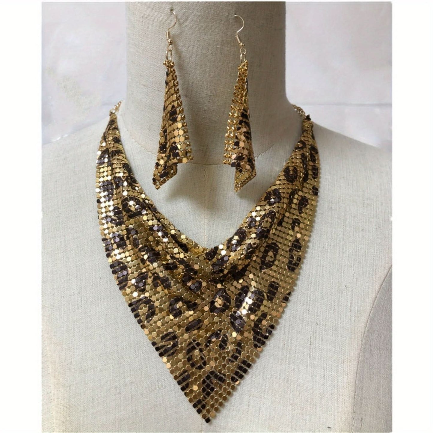 Leopard Charm Necklace and Earring Set