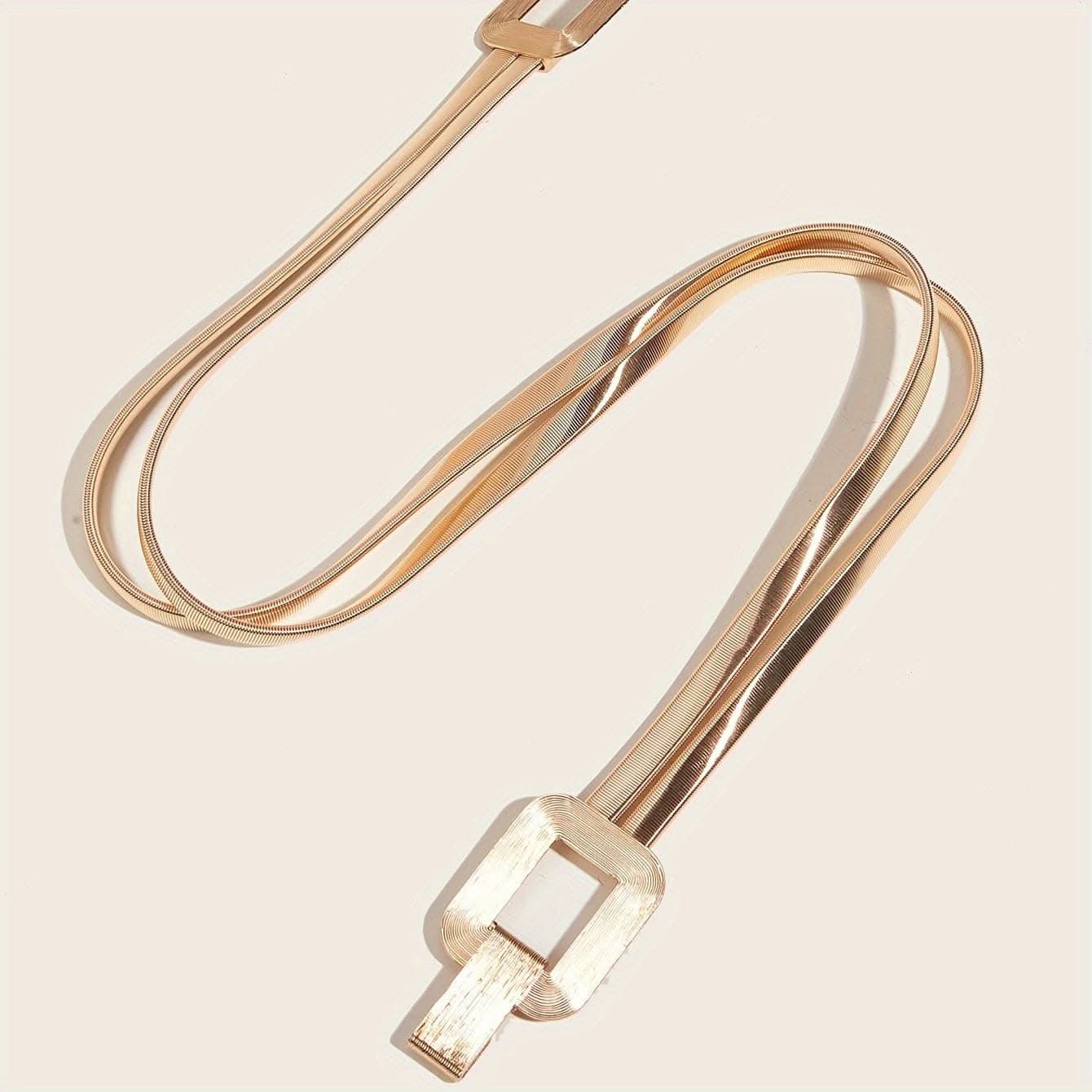 Women's Golden Double-Buckle Elastic Belt
