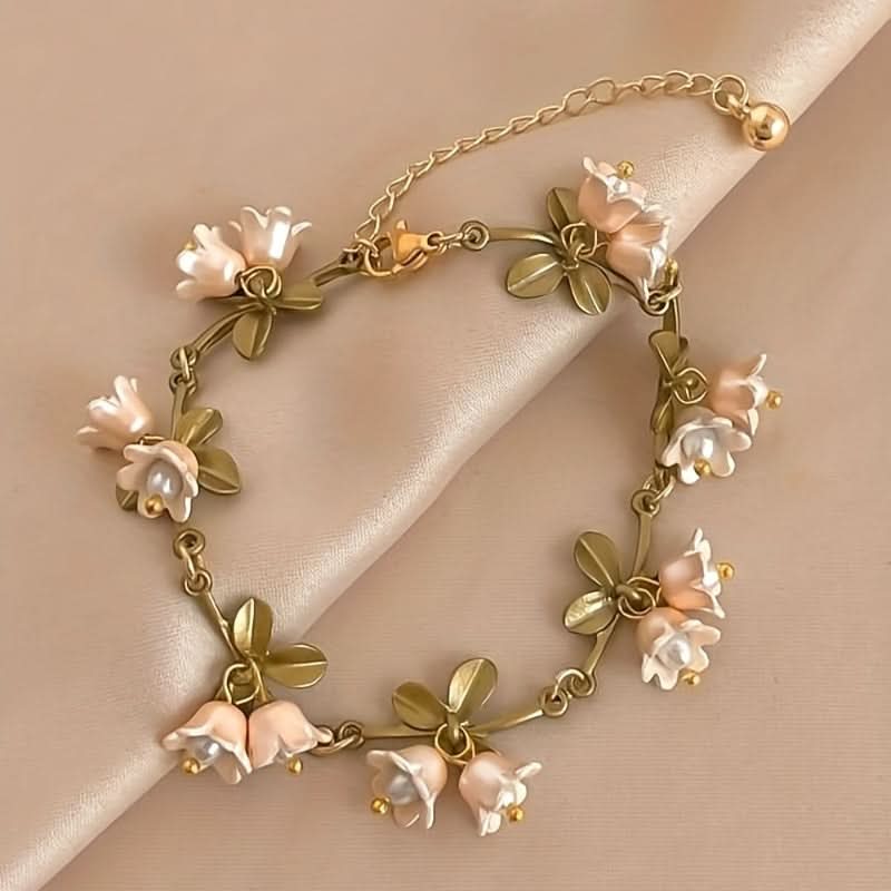 Freshwater Pearl Lily Flower Tassel Bracelet