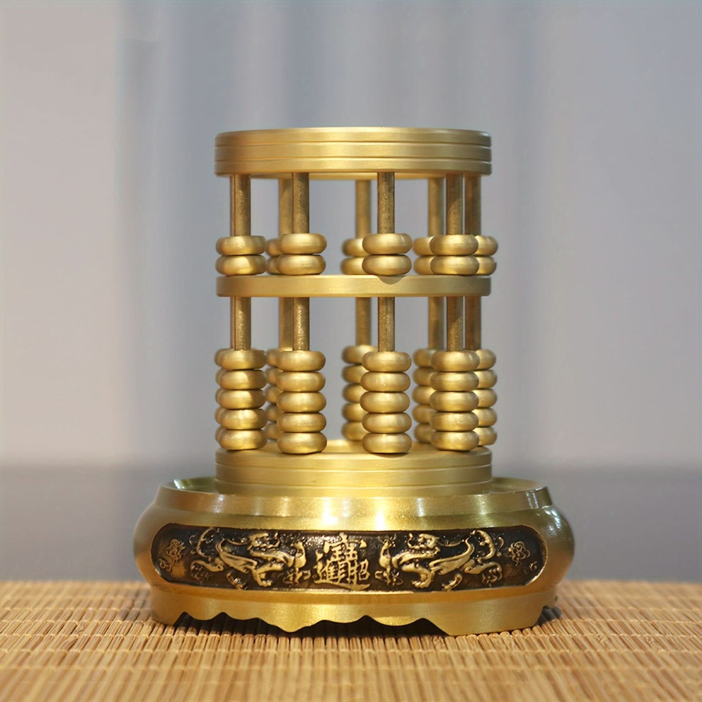 Elegant Brass Mini Abacus Desk Organizer