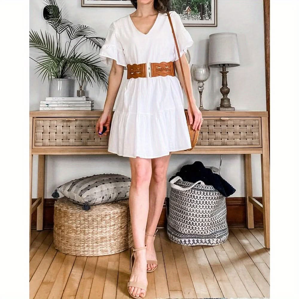 2Pcs Vintage Braided Elastic Wide Belts
