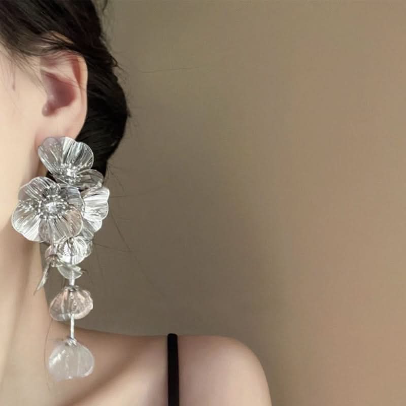 Vintage Flower Tassel Bridal Drop Earrings