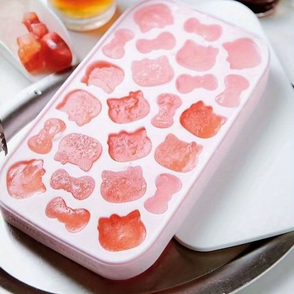 Silicone Ice Cube Tray with Lid – Food-Grade Cartoon Mold