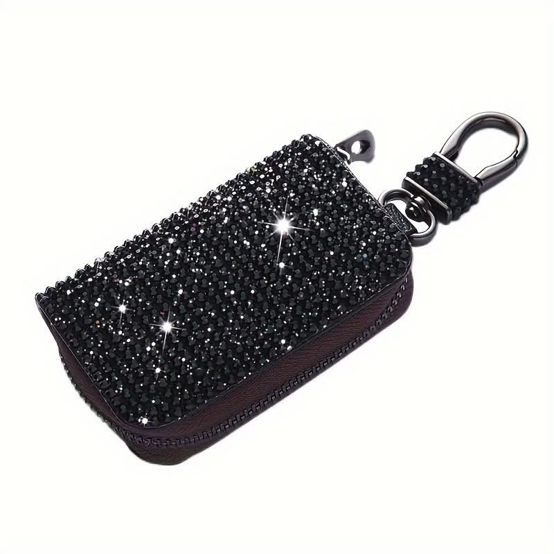 Rhinestone Car Key Case – PU Leather, Sparkling Protection