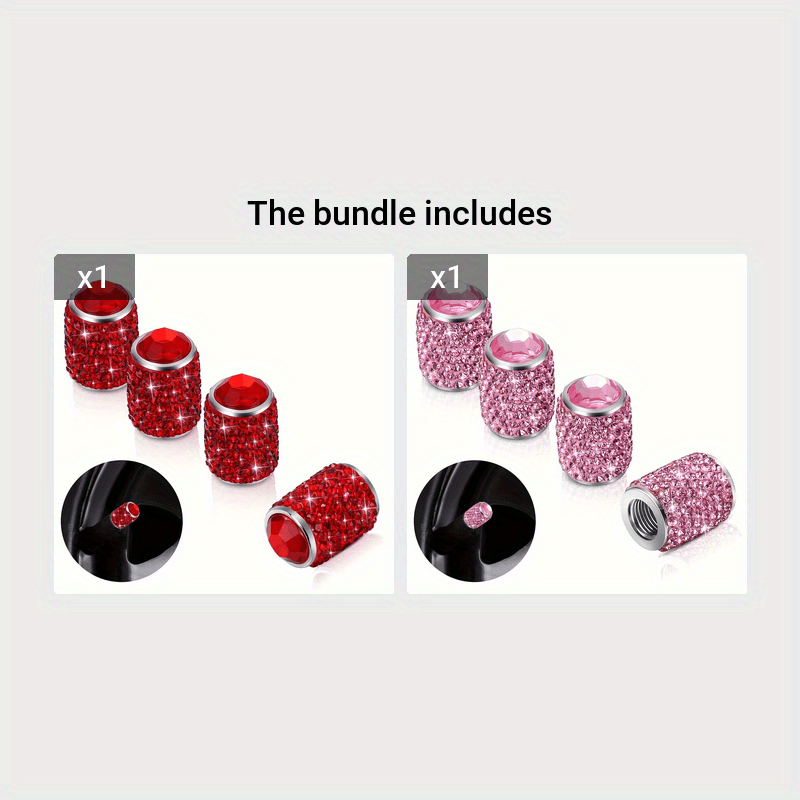 4pcs Bling Tire Valve Caps – Crystal Rhinestone Car Wheel Stem Covers