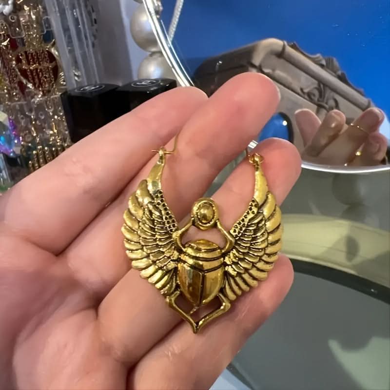 14K Gold Vintage Beetle Punk Earrings