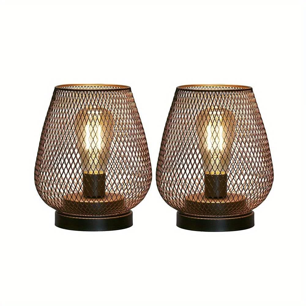 Battery-Powered LED Metal Cage Lantern, 1/2 Pack