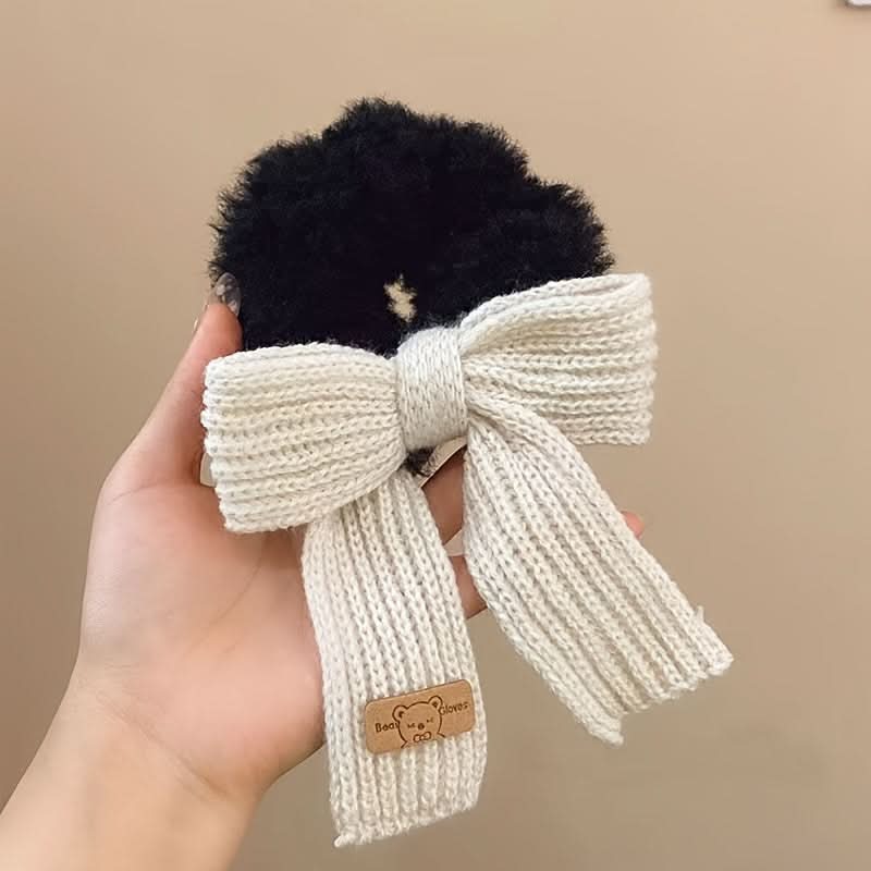 6PCS Knitted Fluffy Bow Hair Ties Set