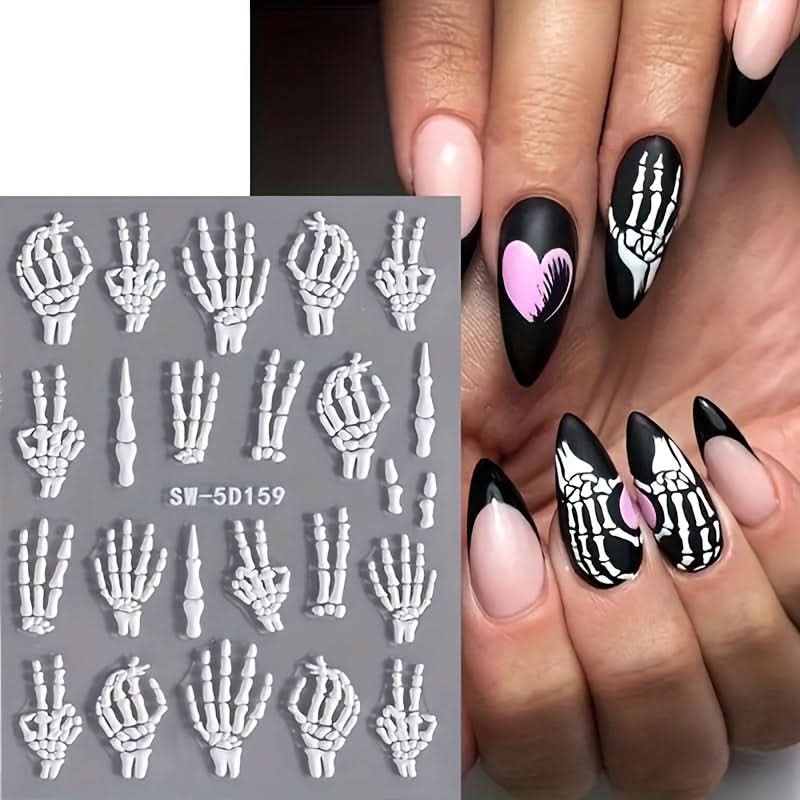 Halloween 5D Skull Nail Art Sticker - Self-Adhesive
