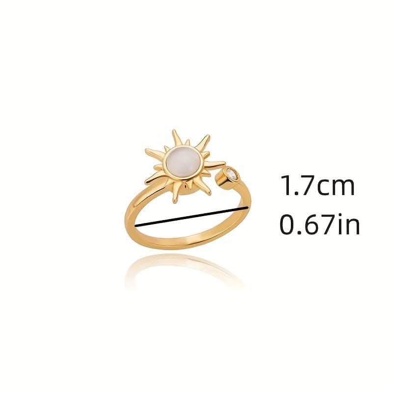 Adjustable Opal Sun Ring – Stainless Steel