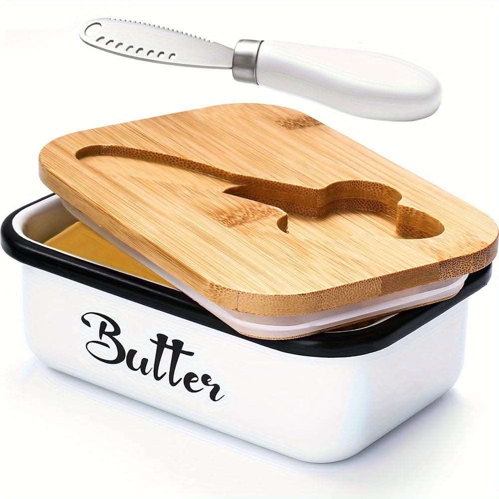 Elegant Stainless Steel Butter Dish with Sealed Lid & Multipurpose Knife