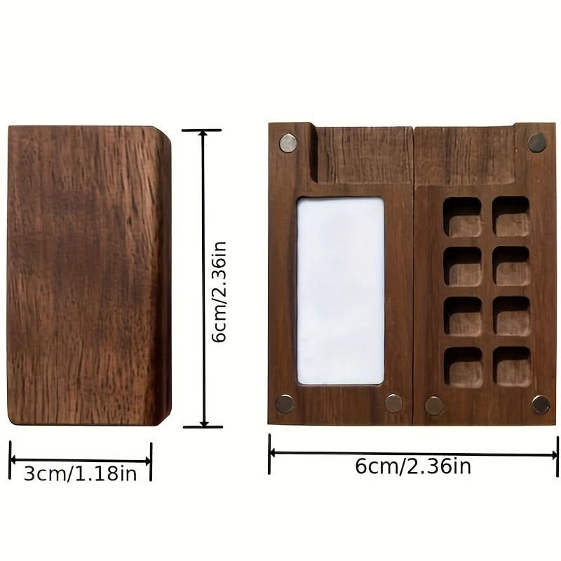 Handcrafted Mini Paint Box with 8 Compartments – Walnut Wood Design for Nail Art