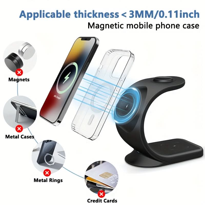 3-in-1 Wireless Charging Station for iPhone, Apple Watch, and Air Pods