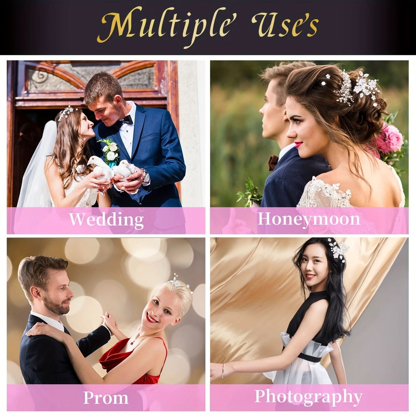 15pcs Wedding Pearl Flower Hair Clips Set