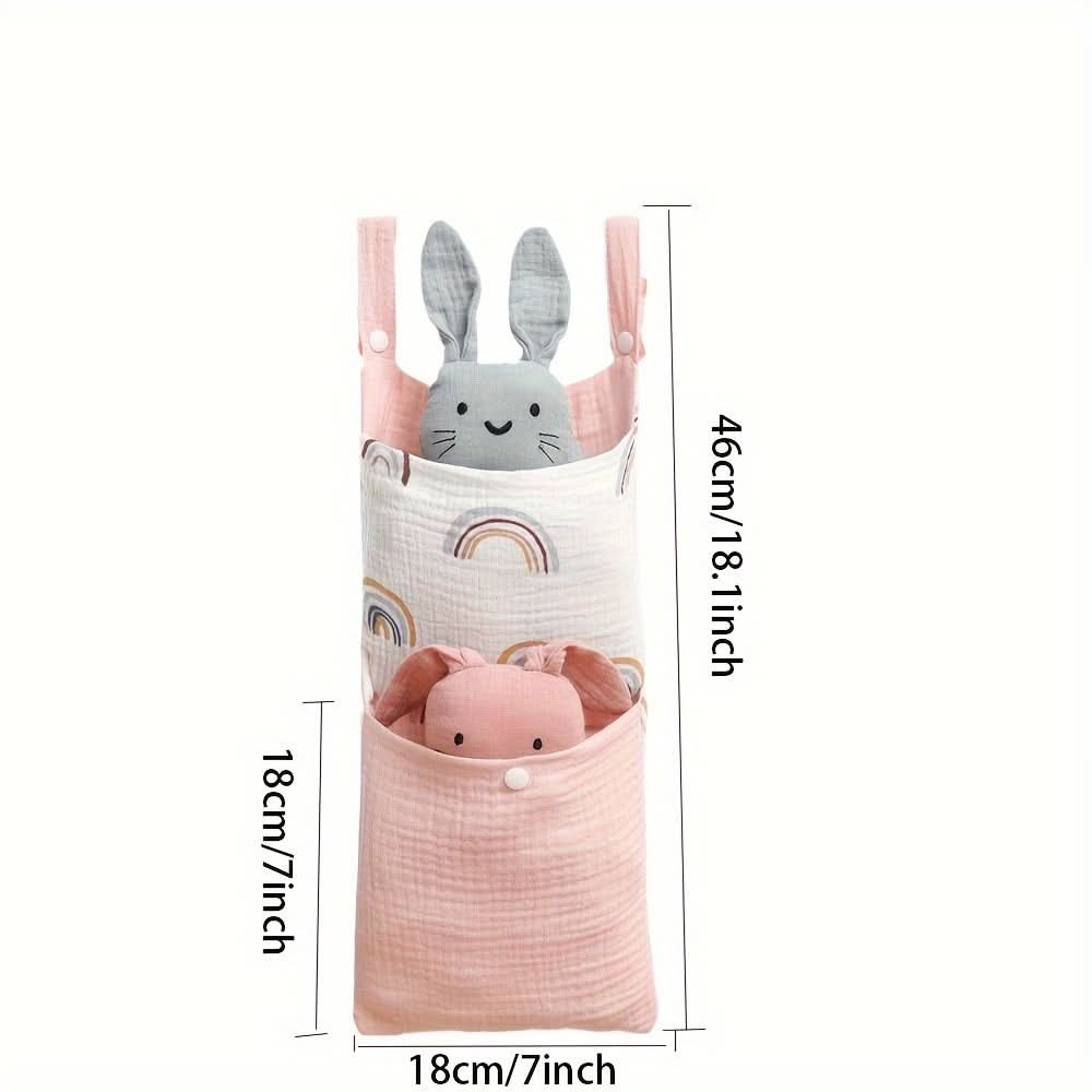 Baby Bedside Organizer – Dual Pocket Hanging Storage Bag for Toys, Diapers & Bottles