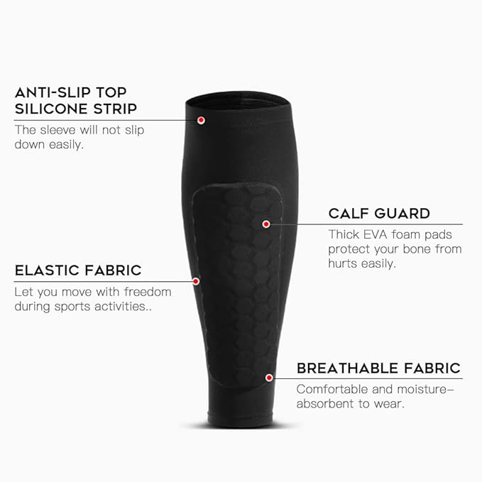Breathable Calf Compression Sleeves – Honeycomb Anti-Collision Sports Socks for Football, Basketball & Cycling