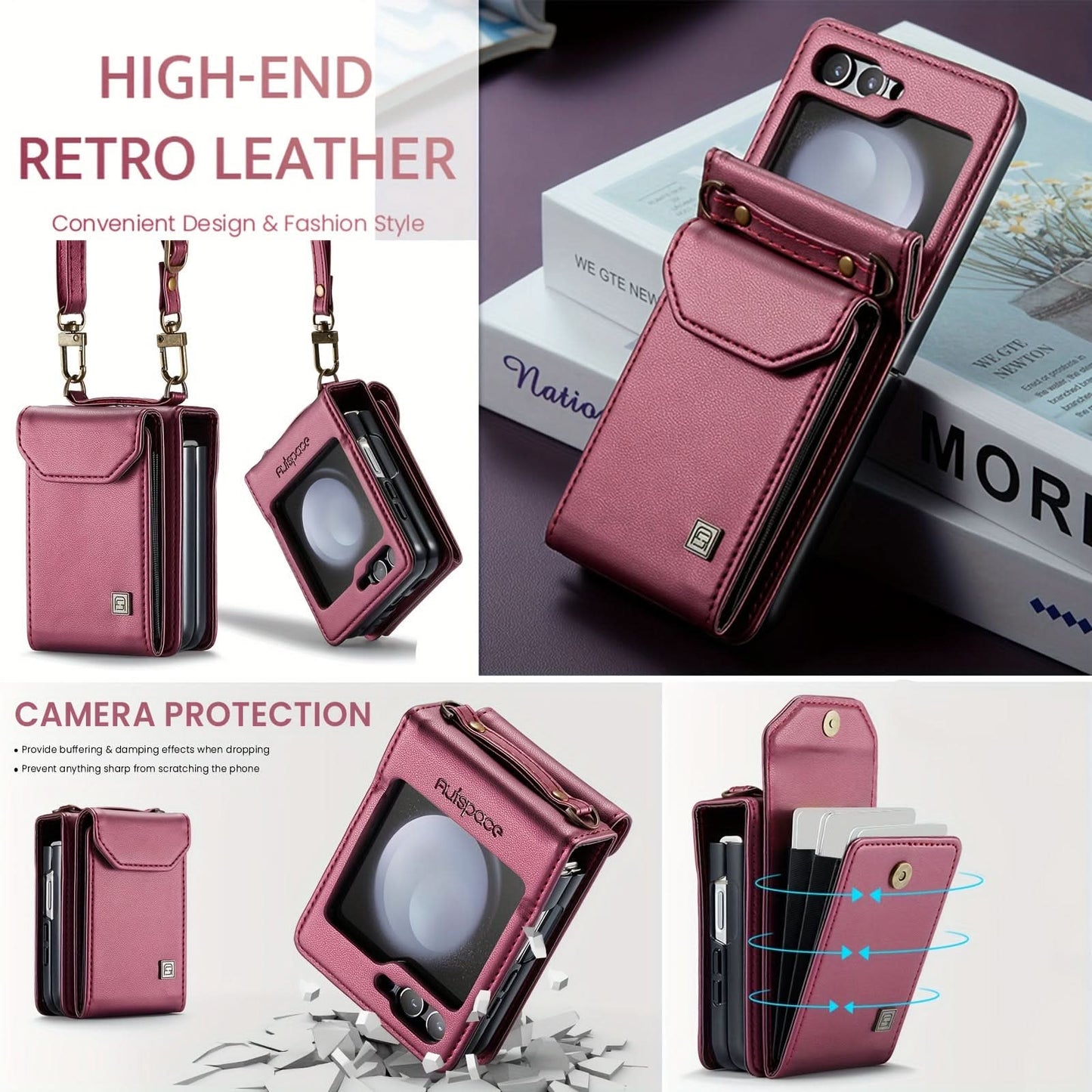 Retro PU Leather Shockproof Wallet Case for Samsung Galaxy Z Flip 5 5G
