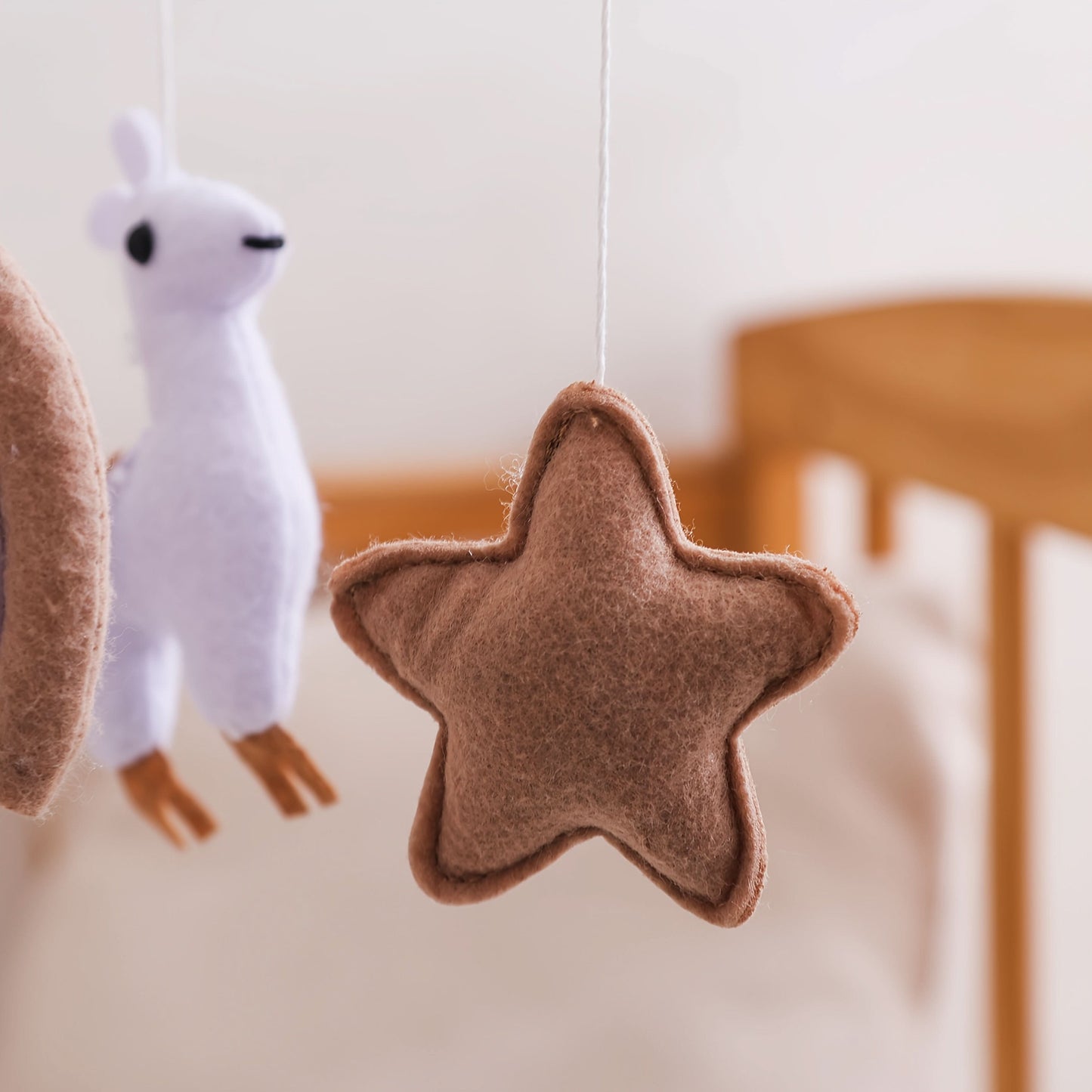 Handmade Baby Plush Animal Mobile – Crib Hanging Toy with Sheep, Clouds & Stars
