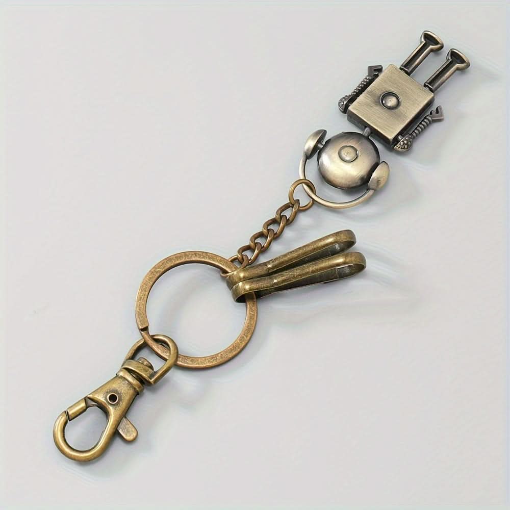 Earphone Robot Keychain – Funky Bronze Pendant for Men