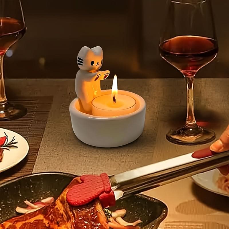 Adorable Cat Candle Holder, Cute Room Decor