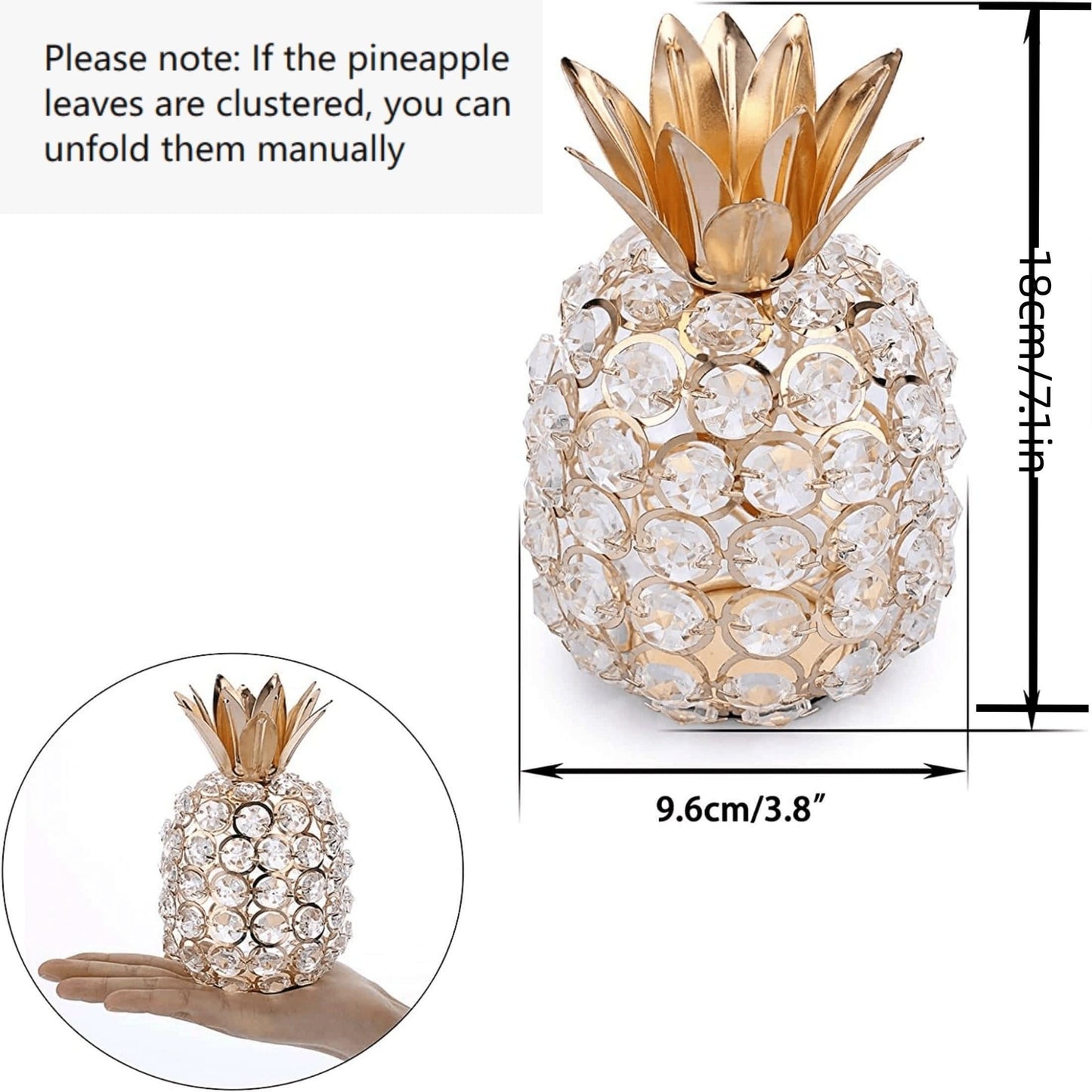 Crystal Beaded Pineapple Sculpture – Elegant Table Centerpiece