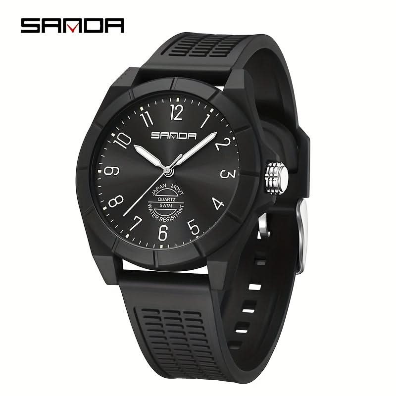 Men's Quartz Sports Watch - Water-Resistant, Stainless Steel Case