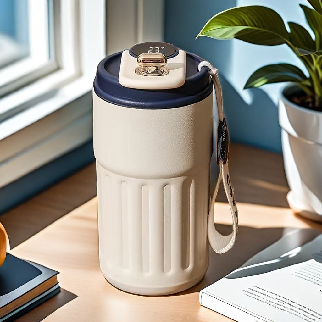 Temperature-Display Smart Travel Mug – 410ml Stainless Steel with Vacuum Insulation