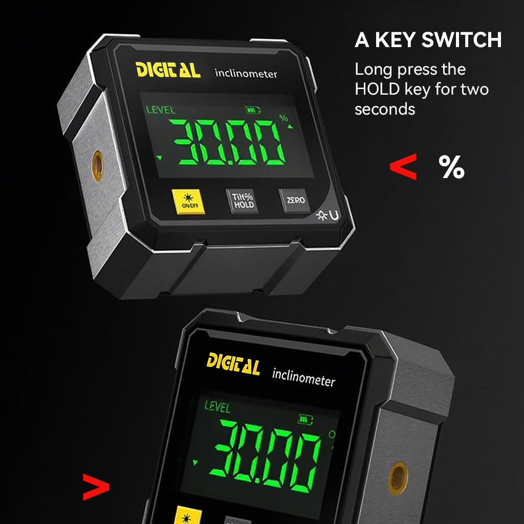 Digital Laser Level – Magnetic Double-Sided Inclinometer with Angle Measurement & Slope Detection