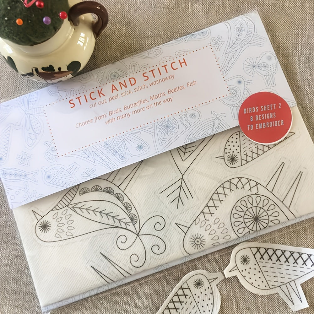 Embroidery Transfer Paper Kit – Water Soluble Stitch & Sew Set with Pre-Printed Patterns