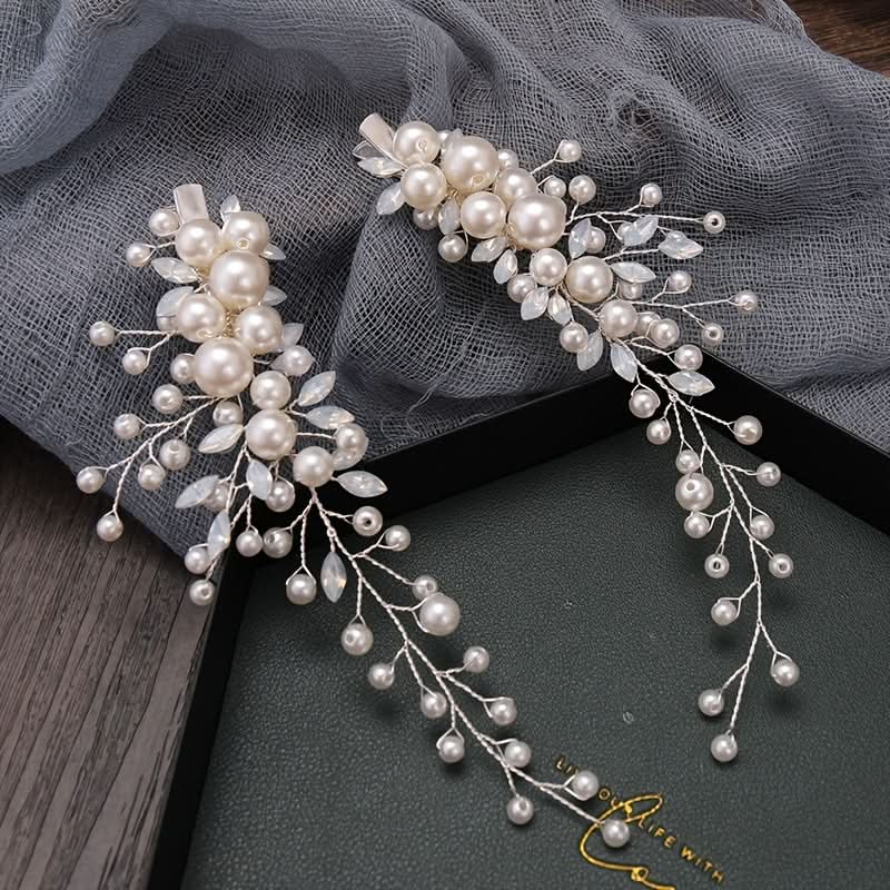 Rhinestone Faux Pearl Bridal Headband Tiara