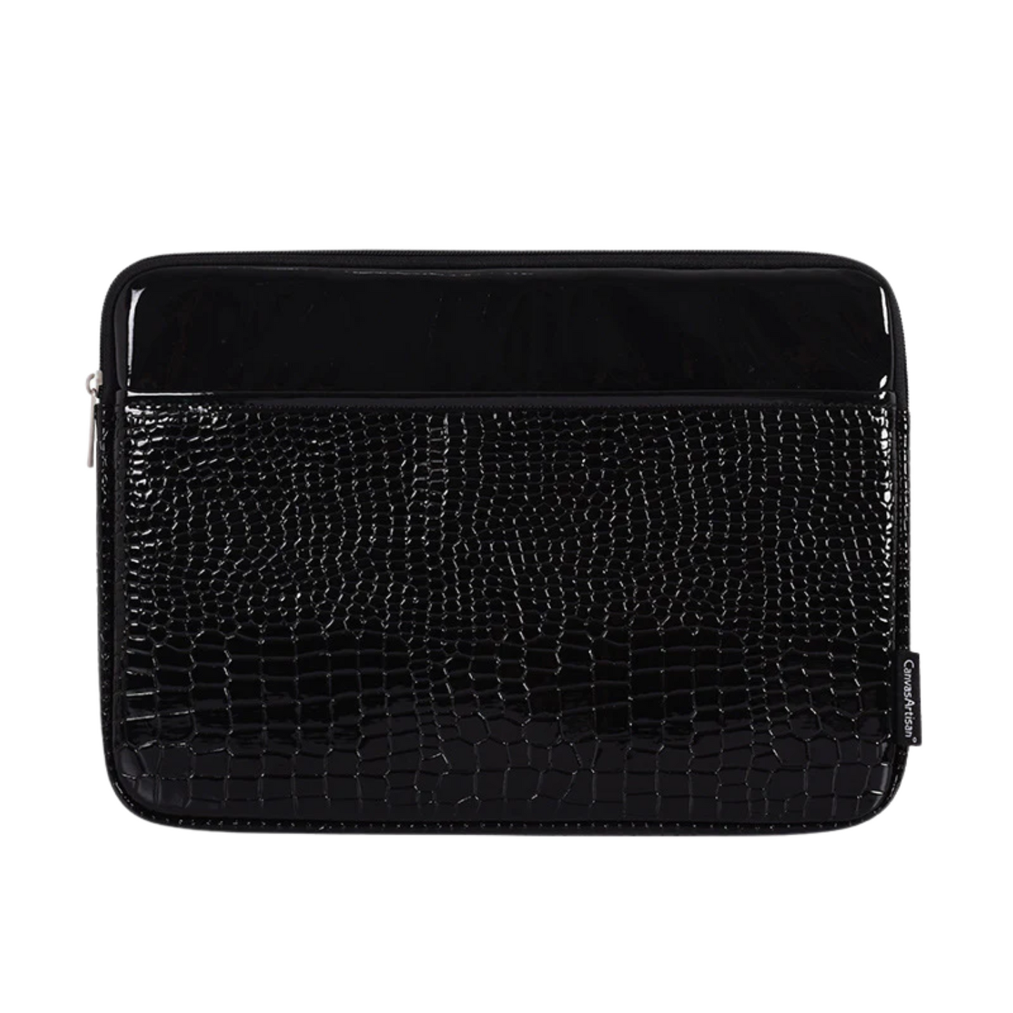 Black Laptop Sleeve with Crocodile Pattern – Waterproof, Shock-Resistant PU Leather Case
