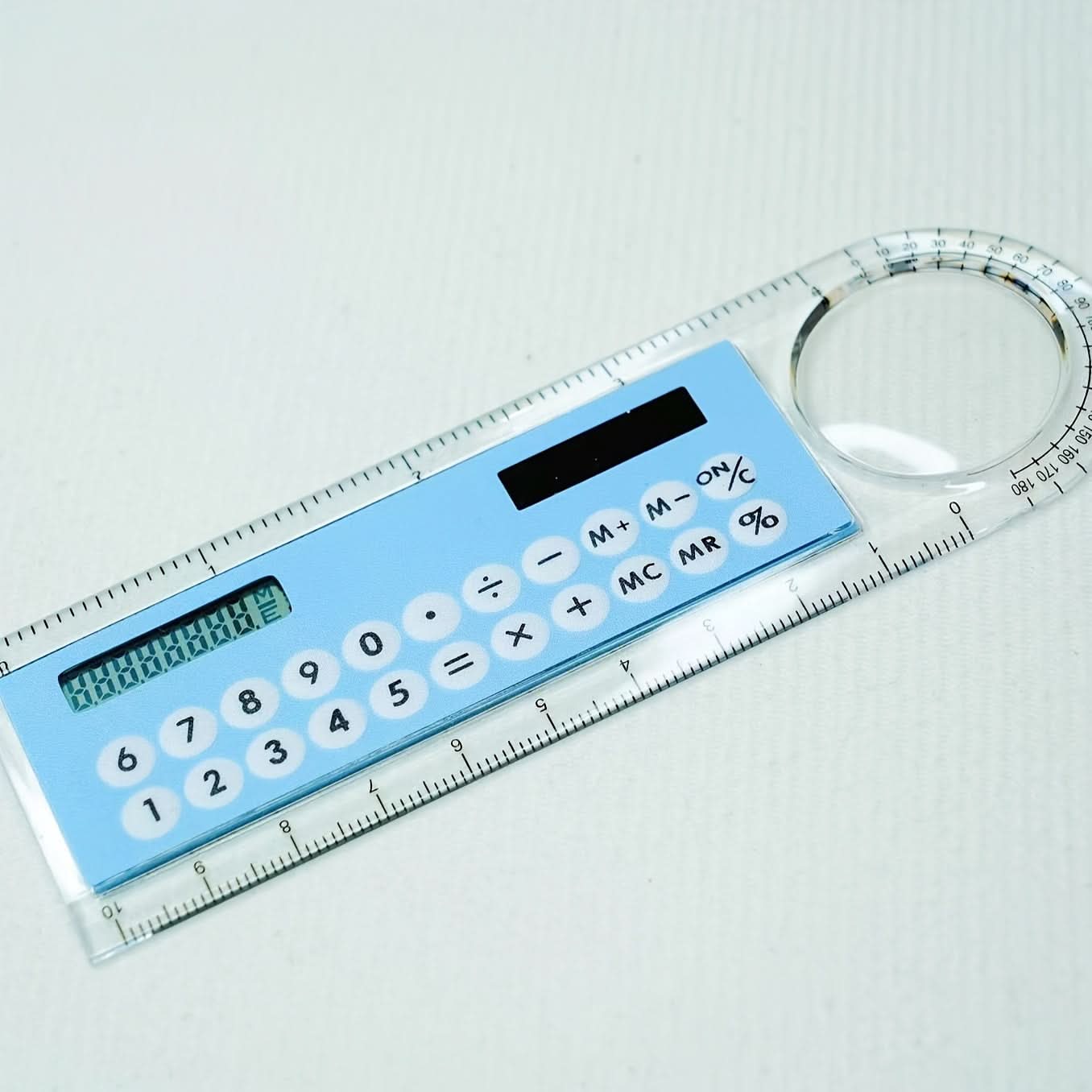 Mini 4-In-1 Solar-Powered Calculator with Ruler - LED Display