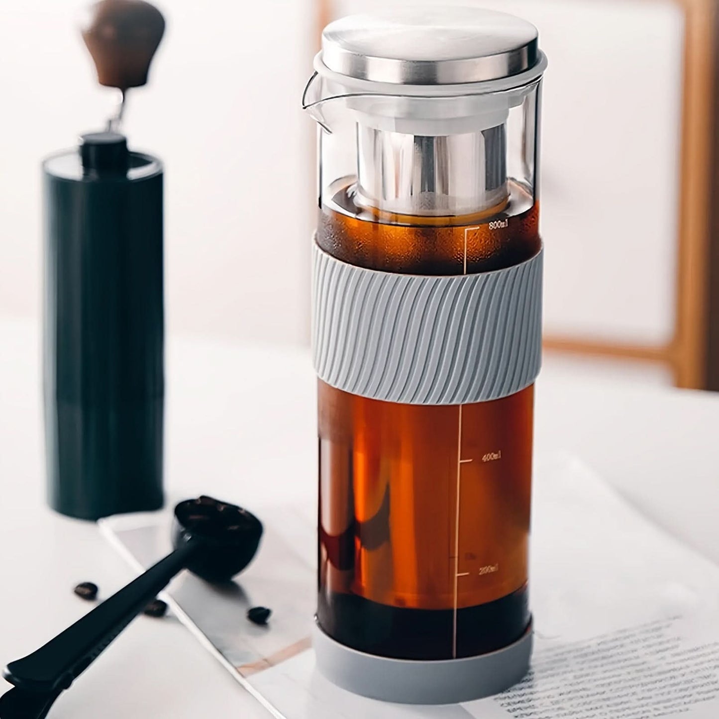 Portable Cold Brew Coffee Maker – 27oz Glass Tea Infuser