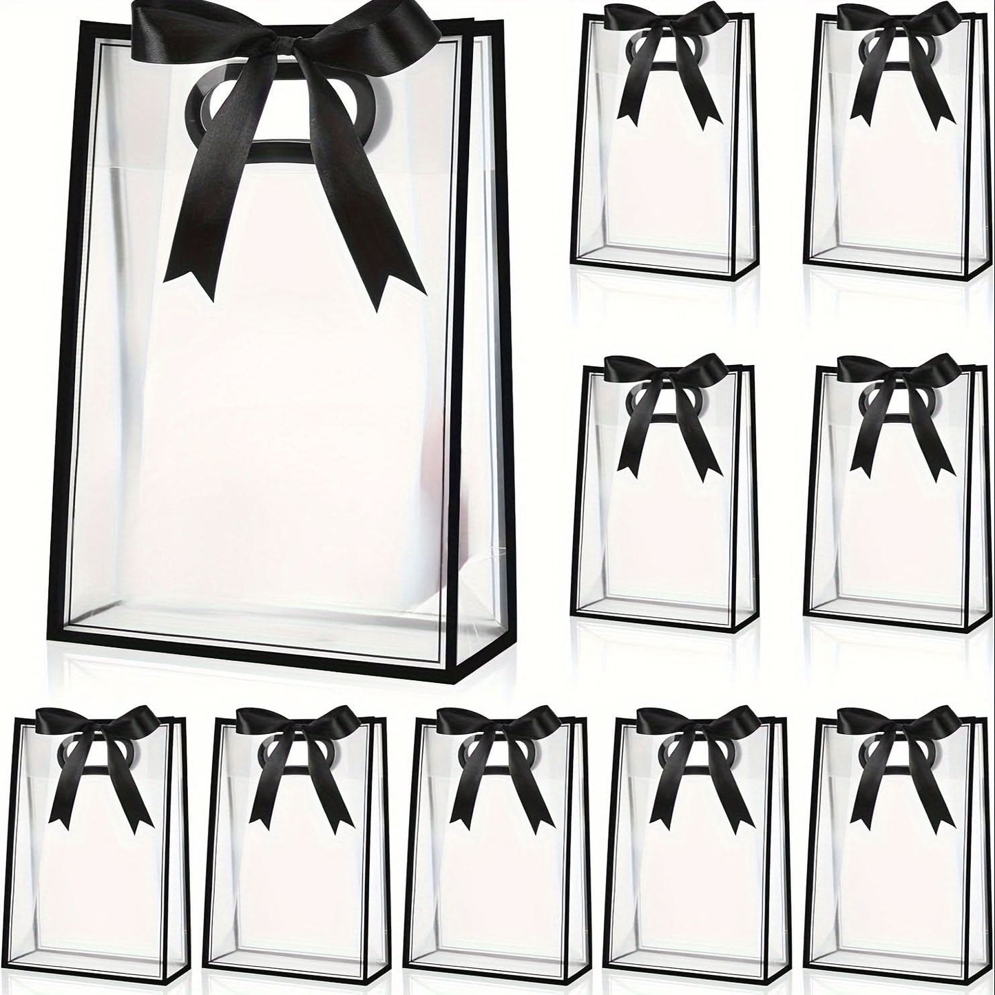 12pcs Reusable Transparent Gift Bags – Sturdy PP Material, Molded Handles
