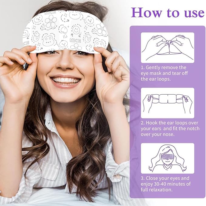 Steam Eye Mask – Warm Compress Sleep Mask for Eye Fatigue Relief & Relaxing Heated Comfort