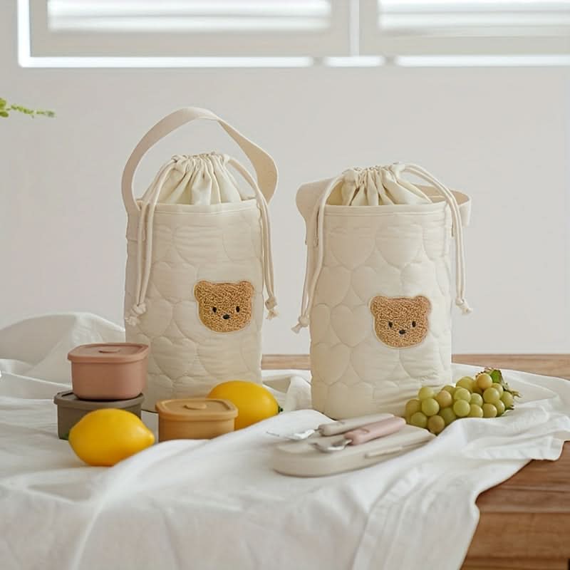 Bear Print Diaper Storage Bag – Portable Drawstring Pouch