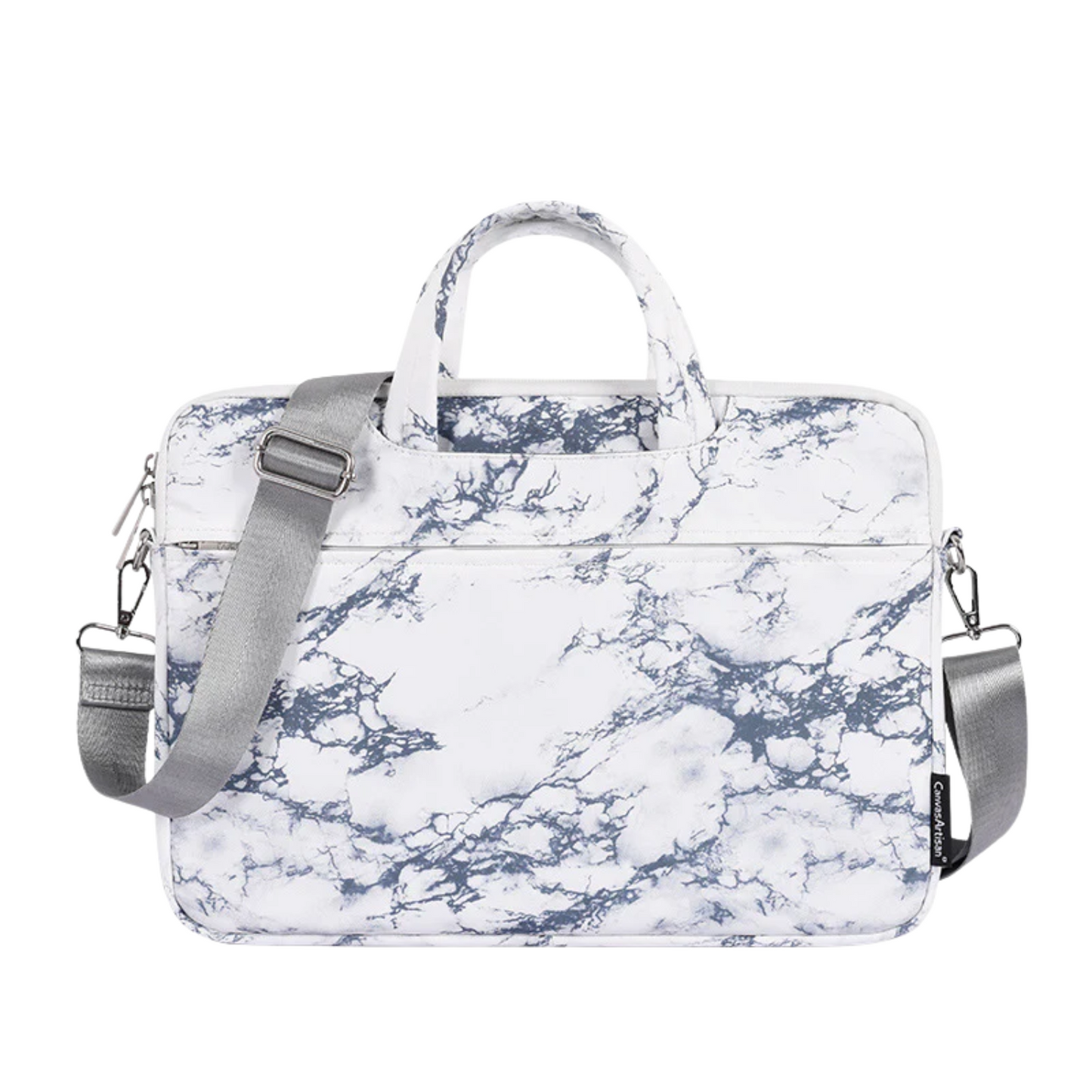 Marble Print Waterproof Laptop Bag – Fits 13" to 15" – Briefcase with Front Pocket