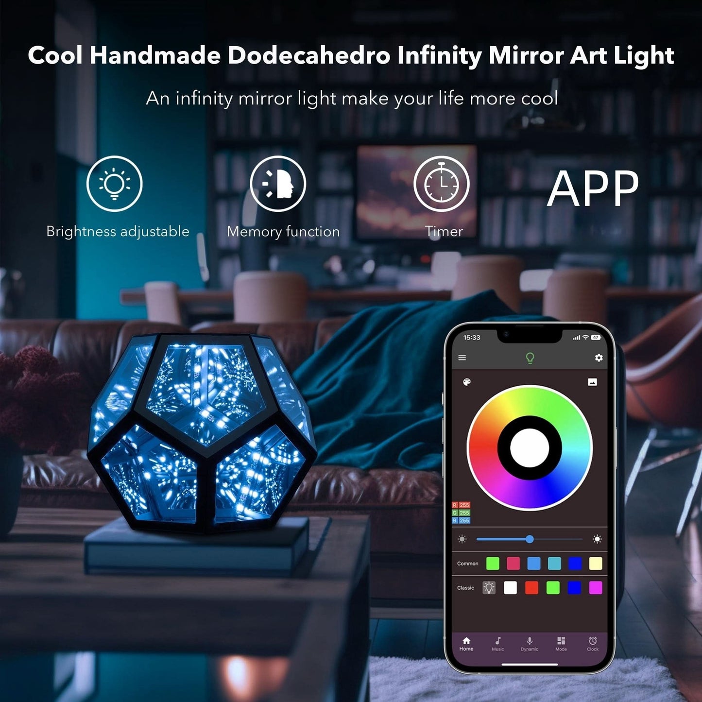 USB-Powered RGBW 3D Cube Light - Color-Changing Night Lamp