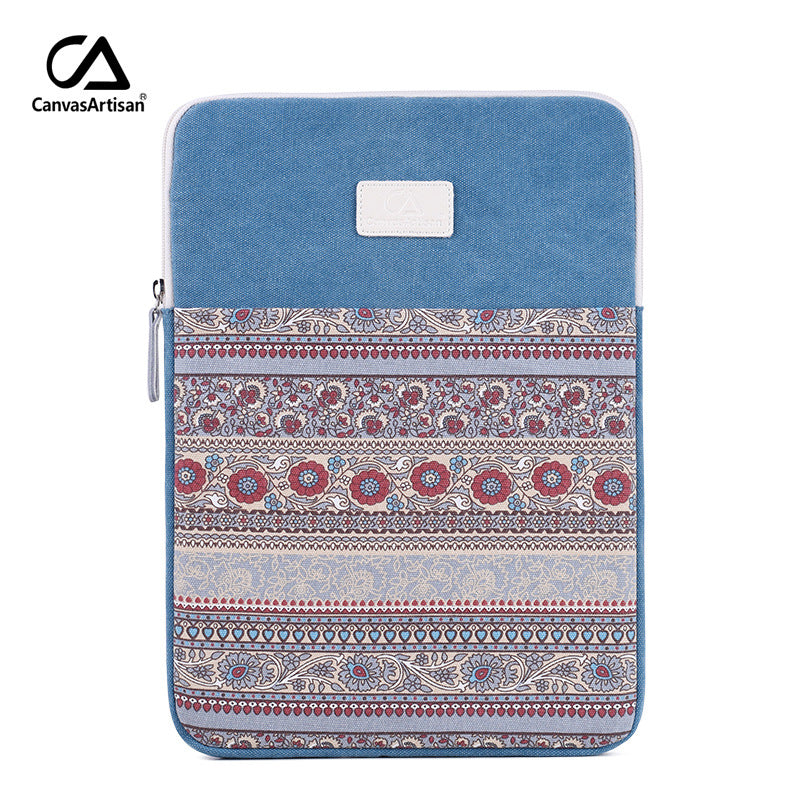 Boho Canvas Laptop Sleeve – Shock-Resistant Ethnic Style Case for MacBook & More (11–15 Inch)