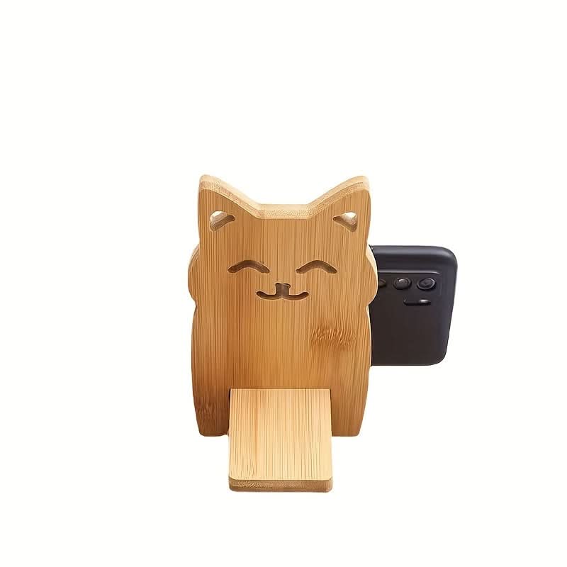 Bamboo Dragon Cat Phone Stand Holder