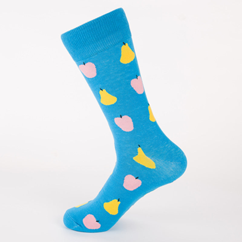 Men’s Colorful Fruit Cotton Socks – Mid-Tube Casual Crew Socks, Soft Autumn Style