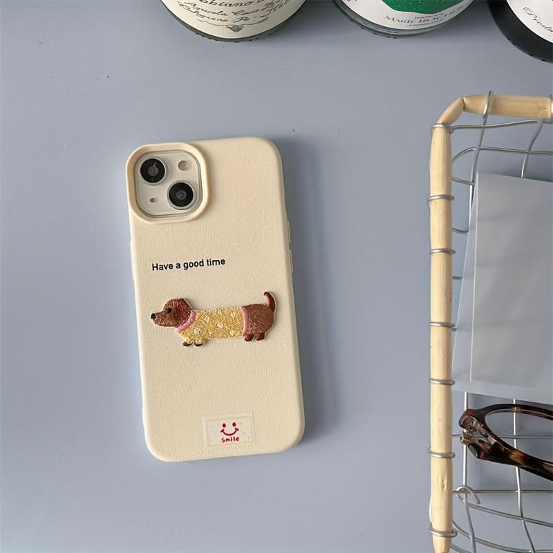 Shockproof Faux Leather Dog Phone Case