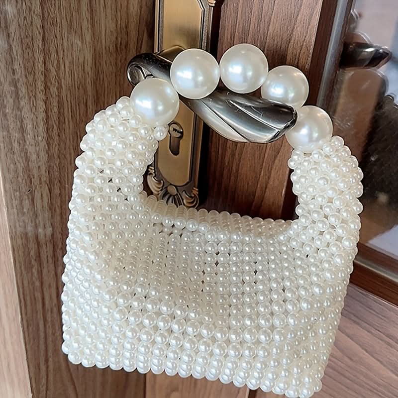 Ivory Pearl Beaded Lightweight Wristlet Clutch